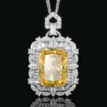 Autumn/Winter New Jewelry Collection: Radiant Cut Lab-Grown Yellow Diamond Pendant Set, Featuring a 15x20mm Center Stone.